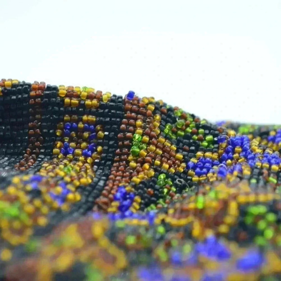 Antique Victorian Deco Floral Roses Glass Bead - Picture 5 of 5